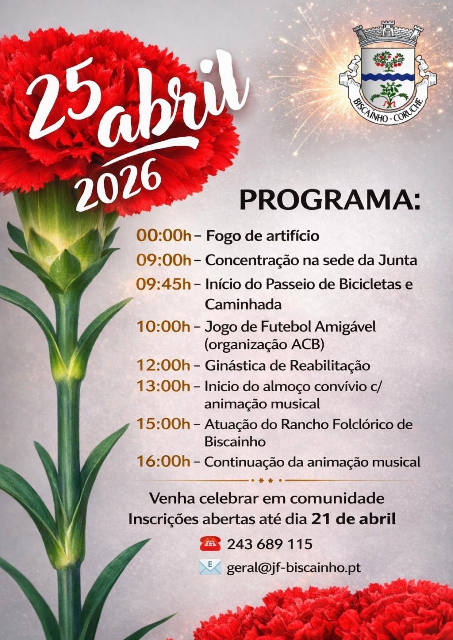 Celebra&ccedil;&otilde;es 25 de Abril 2026